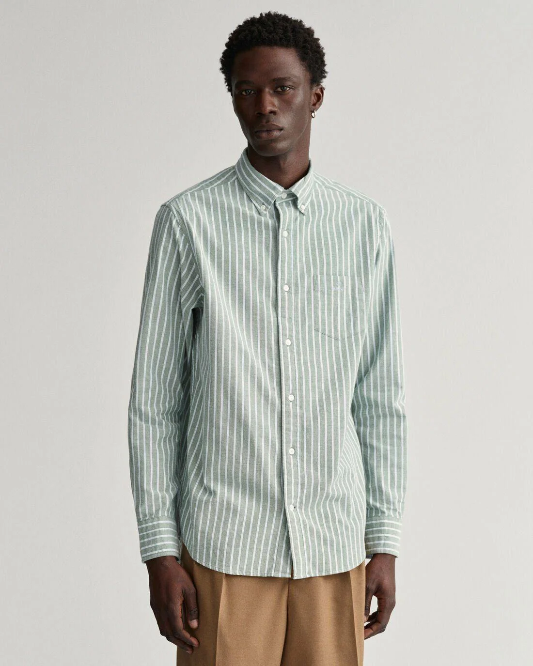 Shirts | Mens GANT Regular Fit Light Oxford Stripe Shirt Eden Green