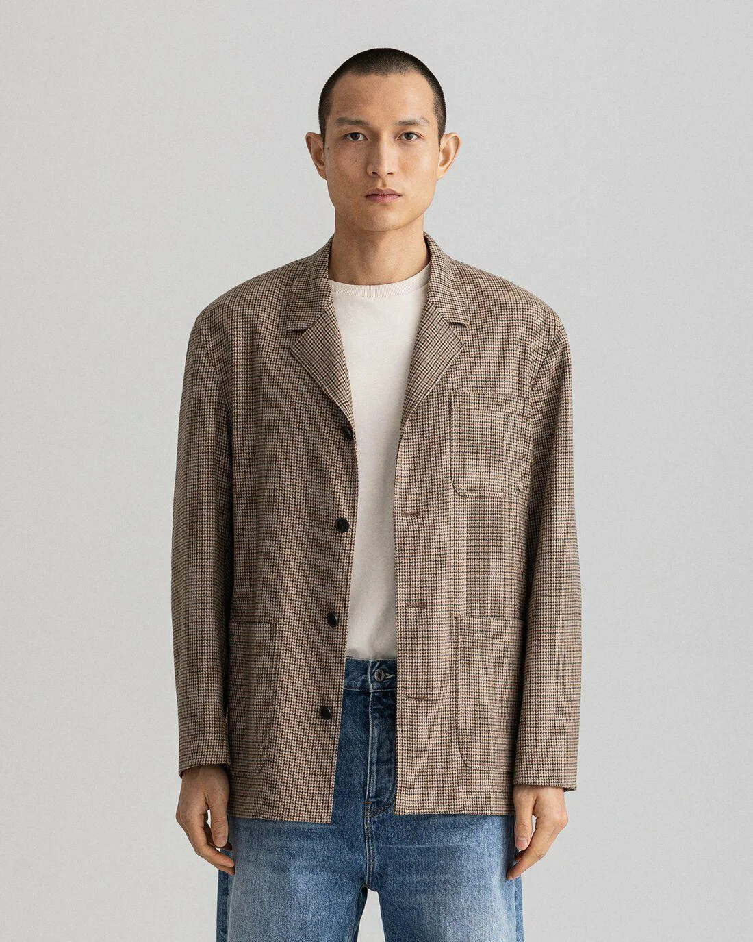 Blazers | Mens GANT Checked Smock Jacket Hazelwood Beige