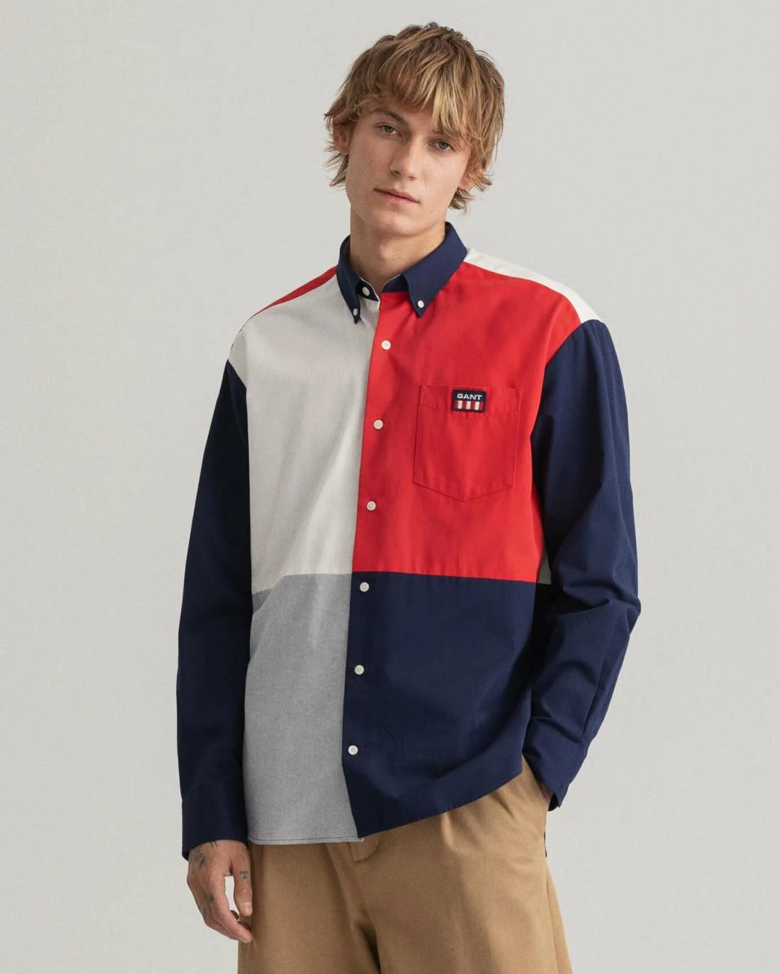 Shirts | Mens GANT Relaxed Fit Retro Flag Shirt Classic Blue