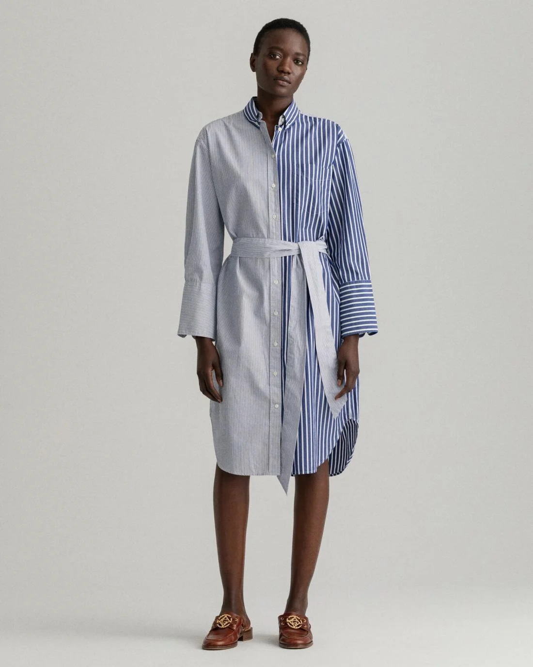 Dresses | Womens GANT Wide Cuff Mixed Stripe Dress Persian Blue