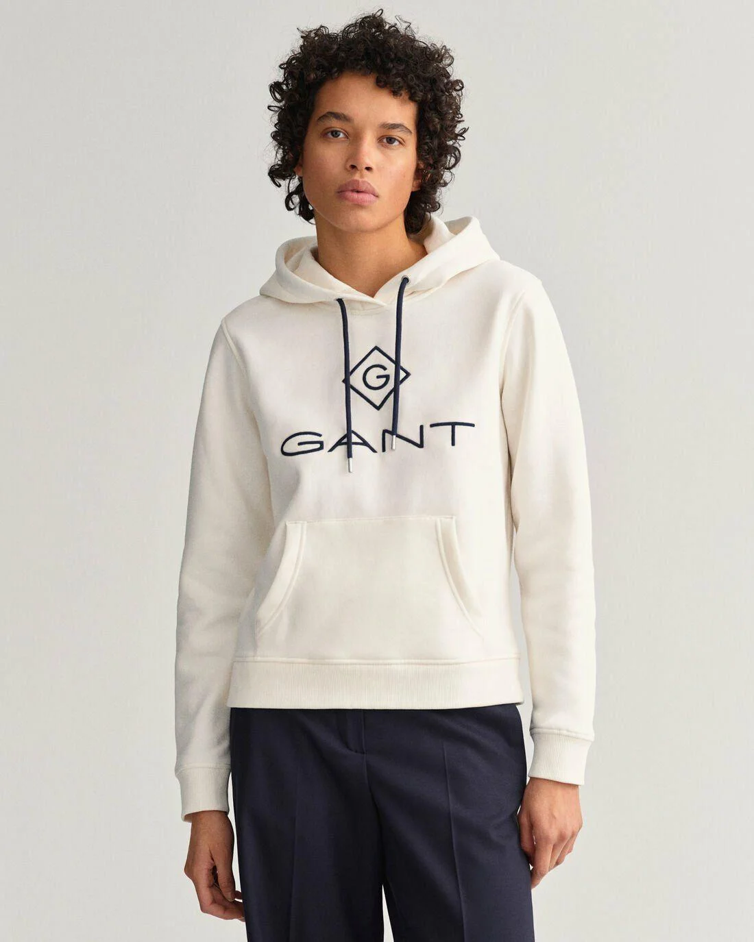 Hoodies And Sweats | Womens GANT Logo Sweat Hoodie Eggshell