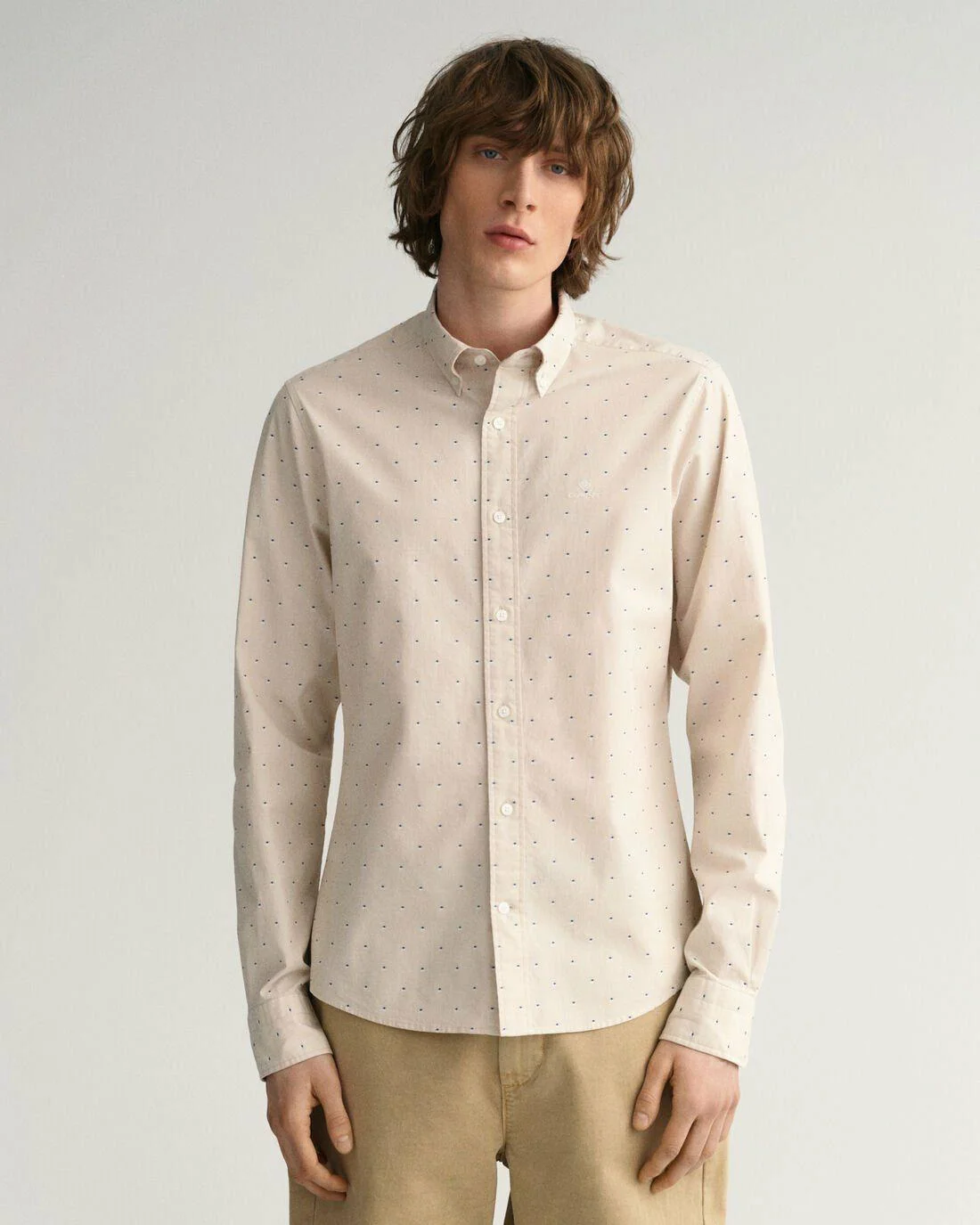 Shirts | Mens GANT Slim Fit Dobby Dot Shirt Hazelwood Beige