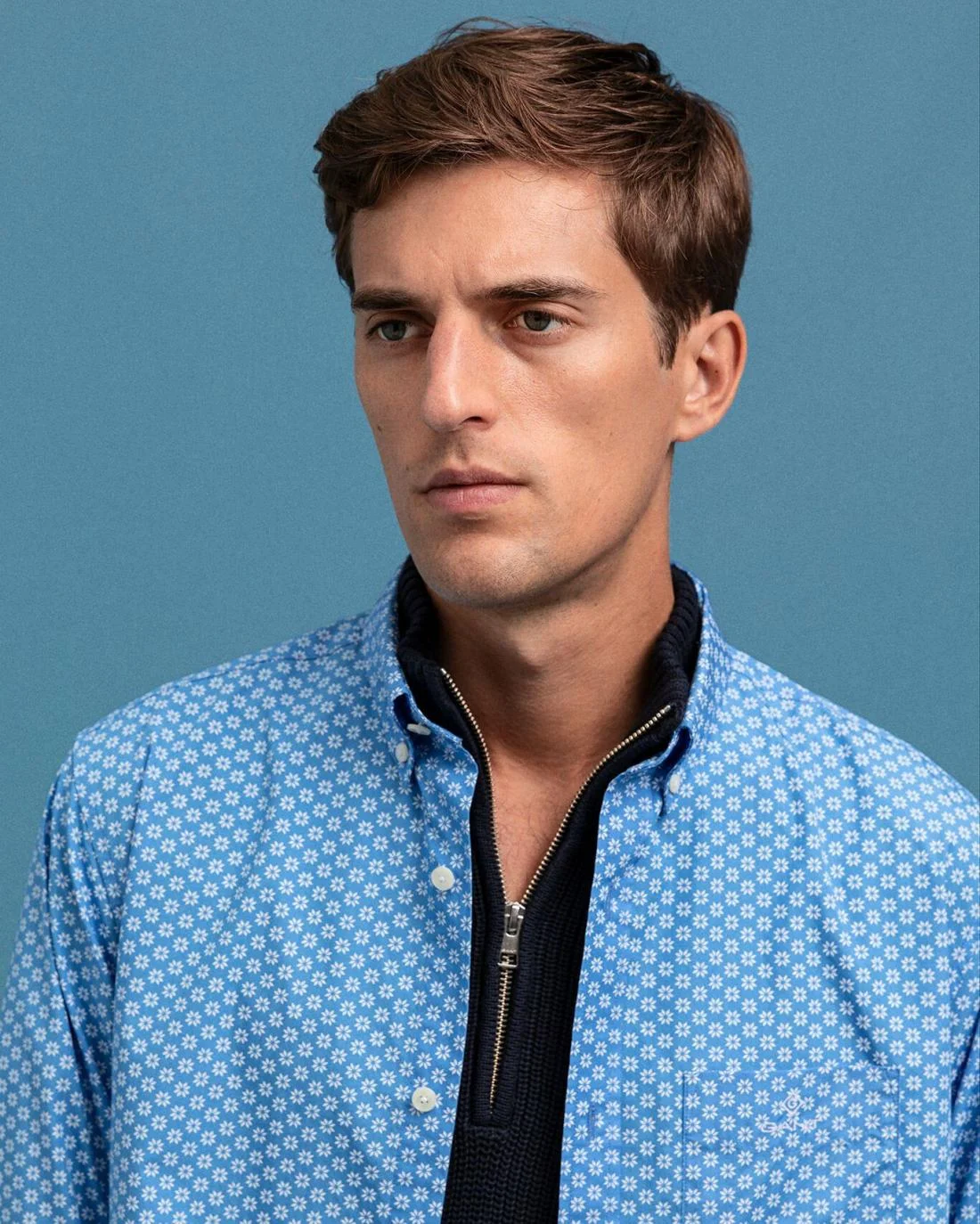 Shirts | Mens GANT Regular Fit Micro Star Shirt Clear Blue