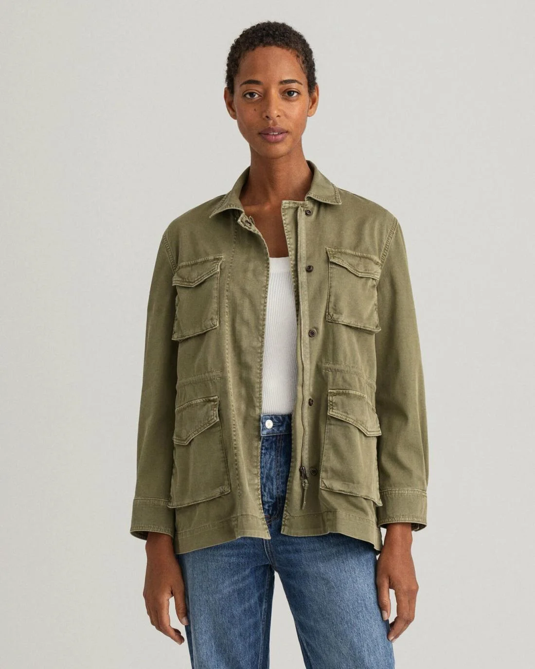 Jackets And Coats | Womens GANT Garment-Dyed Field Jacket Utility Green