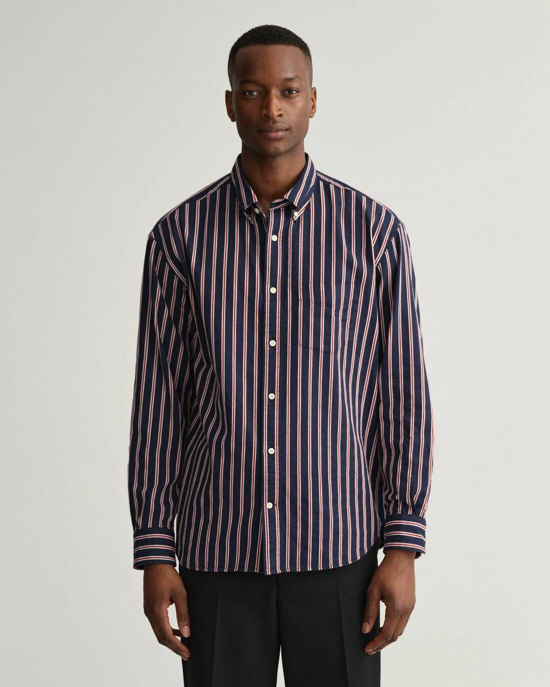 Shirts | Mens GANT Relaxed Fit Dobby Stripe Shirt Evening Blue