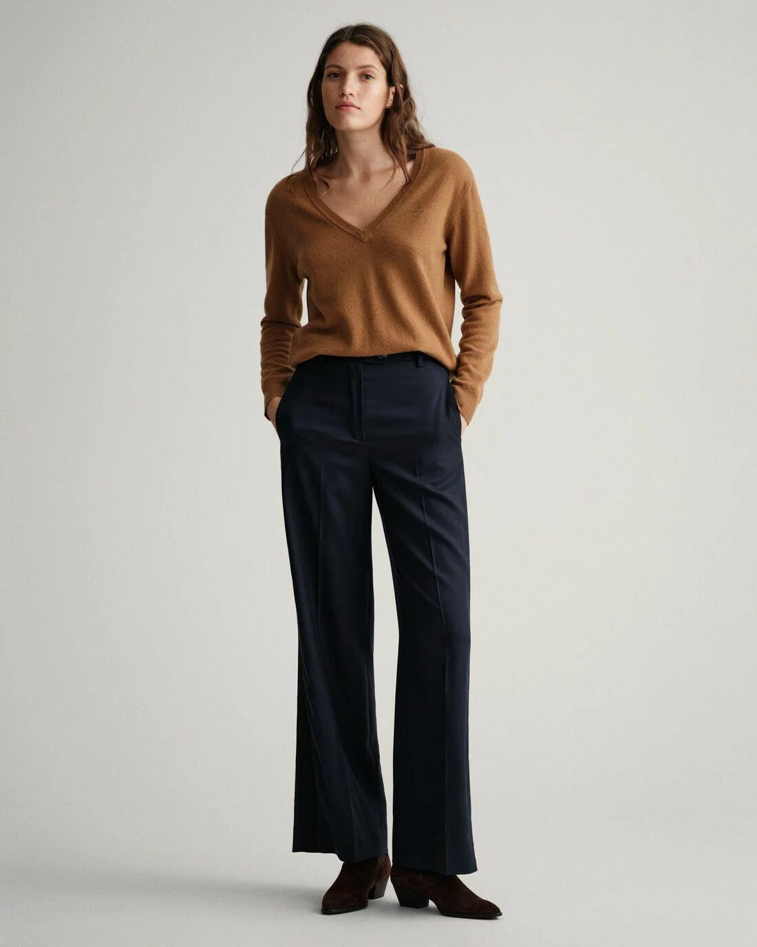 Trousers | Womens GANT High-Waisted Tuxedo Pants Evening Blue