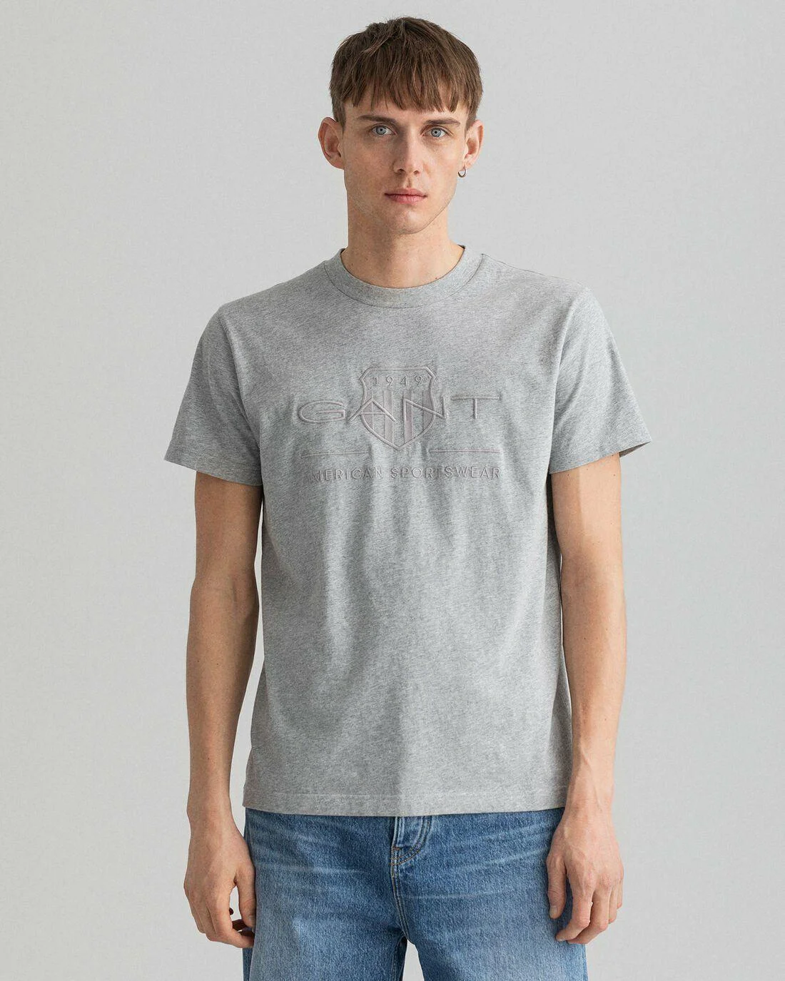 T-Shirts | Mens GANT Tonal Archive Shield T-Shirt Grey Melange