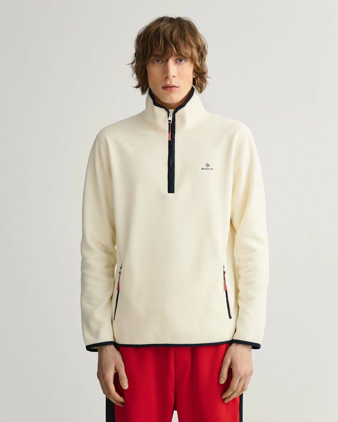 Hoodies And Sweats | Mens GANT Light Fleece Half-Zip Sweater Cream