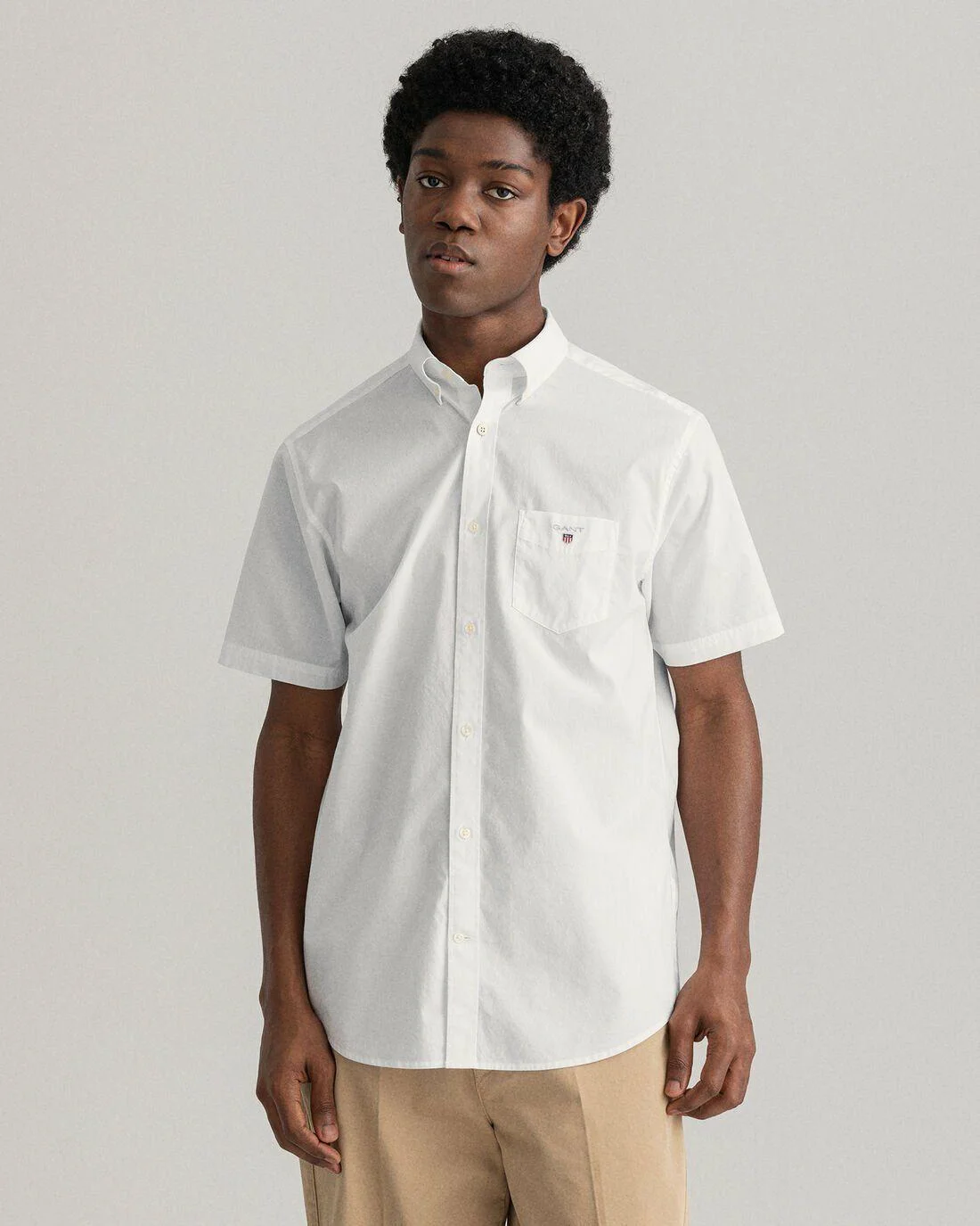 Shirts | Mens GANT Regular Fit Broadcloth Short Sleeve Shirt White