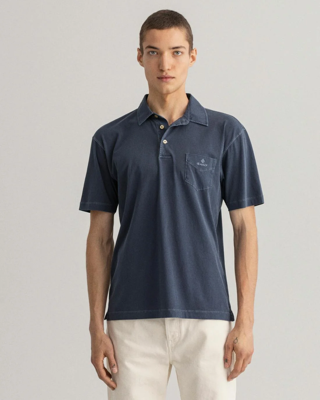 Polo Shirts | Mens GANT Sunfaded Jersey Polo Shirt Evening Blue