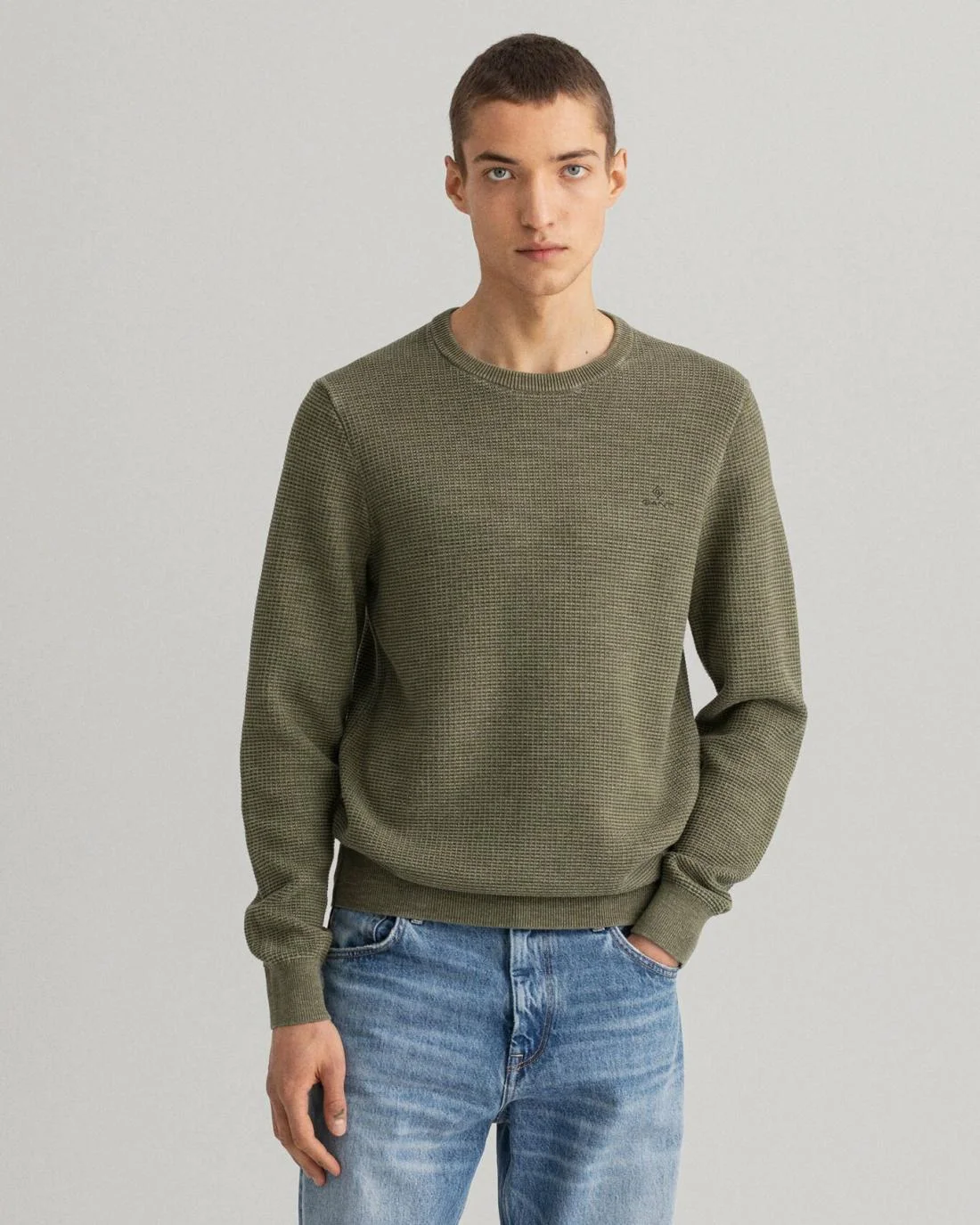 Knitwear | Mens GANT Sunfaded Crew Neck Sweater Racing Green