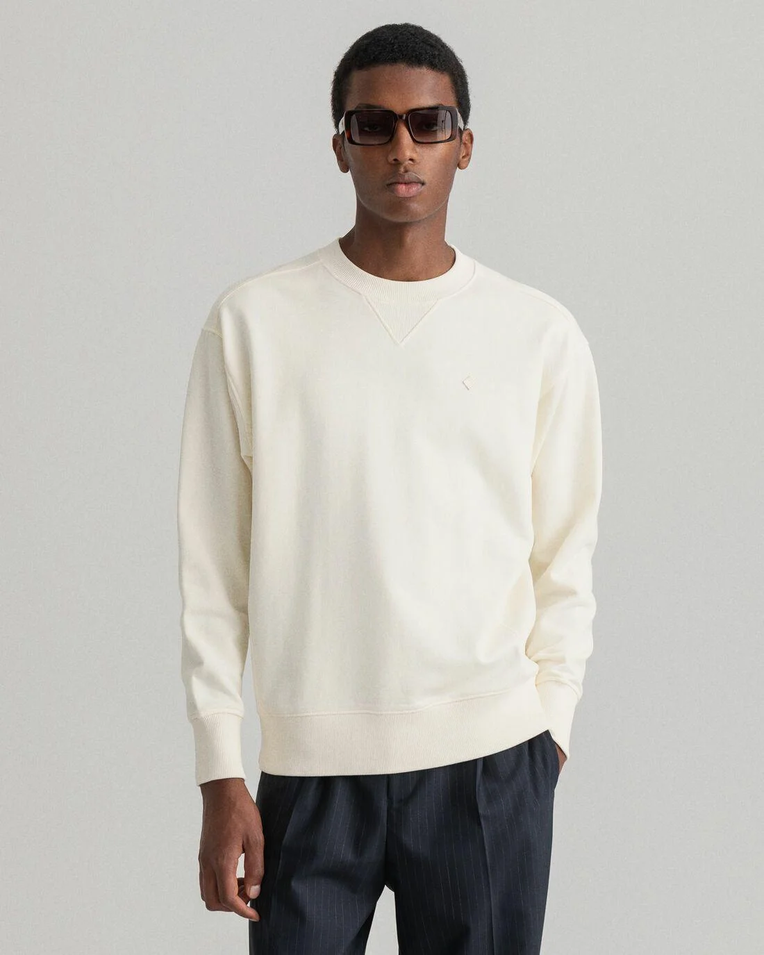 Hoodies And Sweats | Mens GANT Icon G Essential Crew Neck Sweatshirt Caulk White