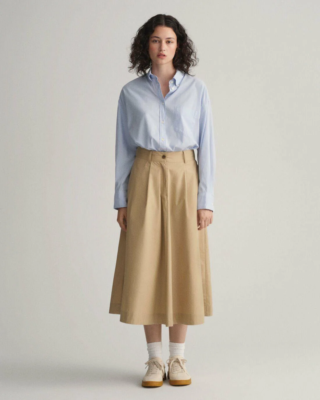 Shorts And Skirts | Womens GANT Long Chino Skirt Dark Khaki