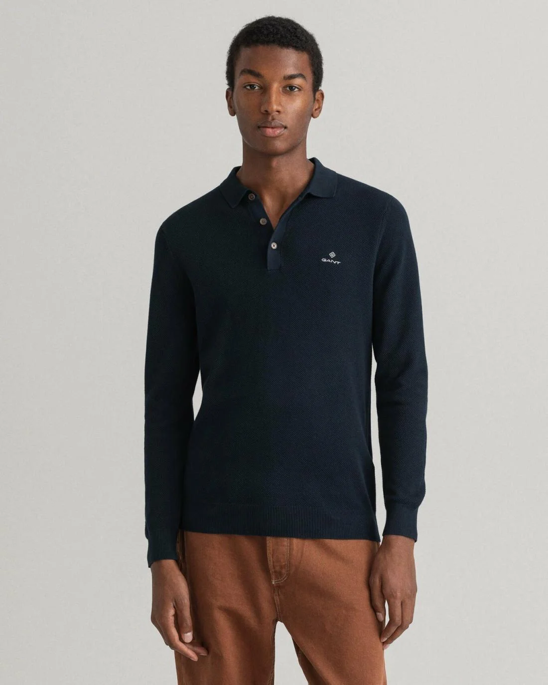 Knitwear | Mens GANT Cotton Piqué Polo Sweater Evening Blue