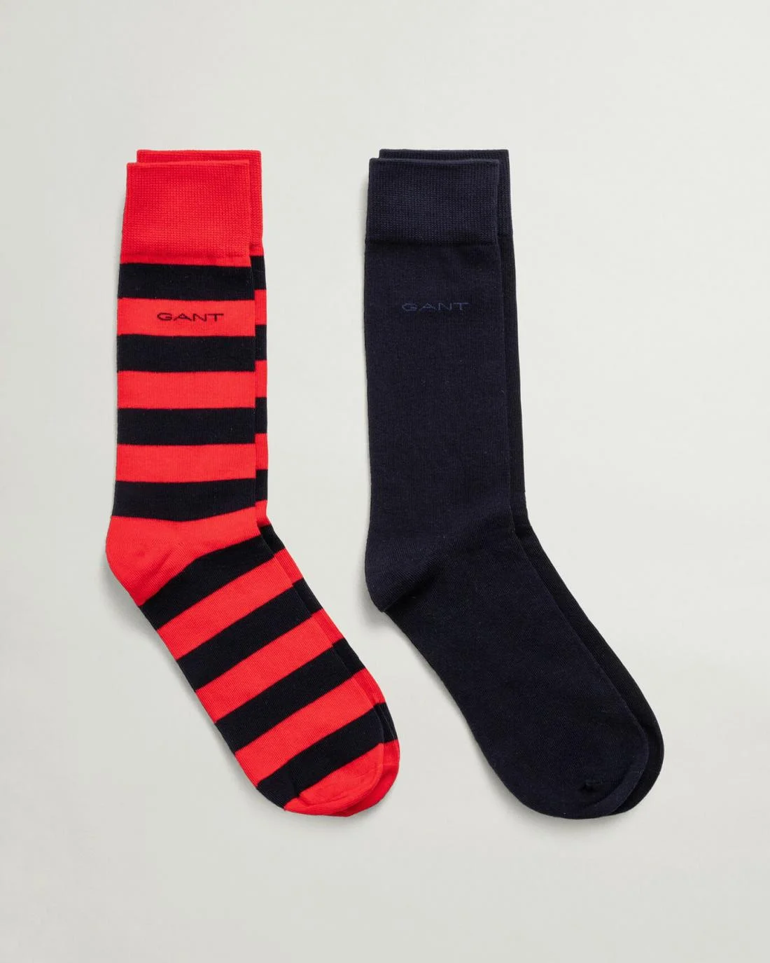 Socks | Mens GANT 2-Pack Barstripe &amp; Solid Socks Bright Red