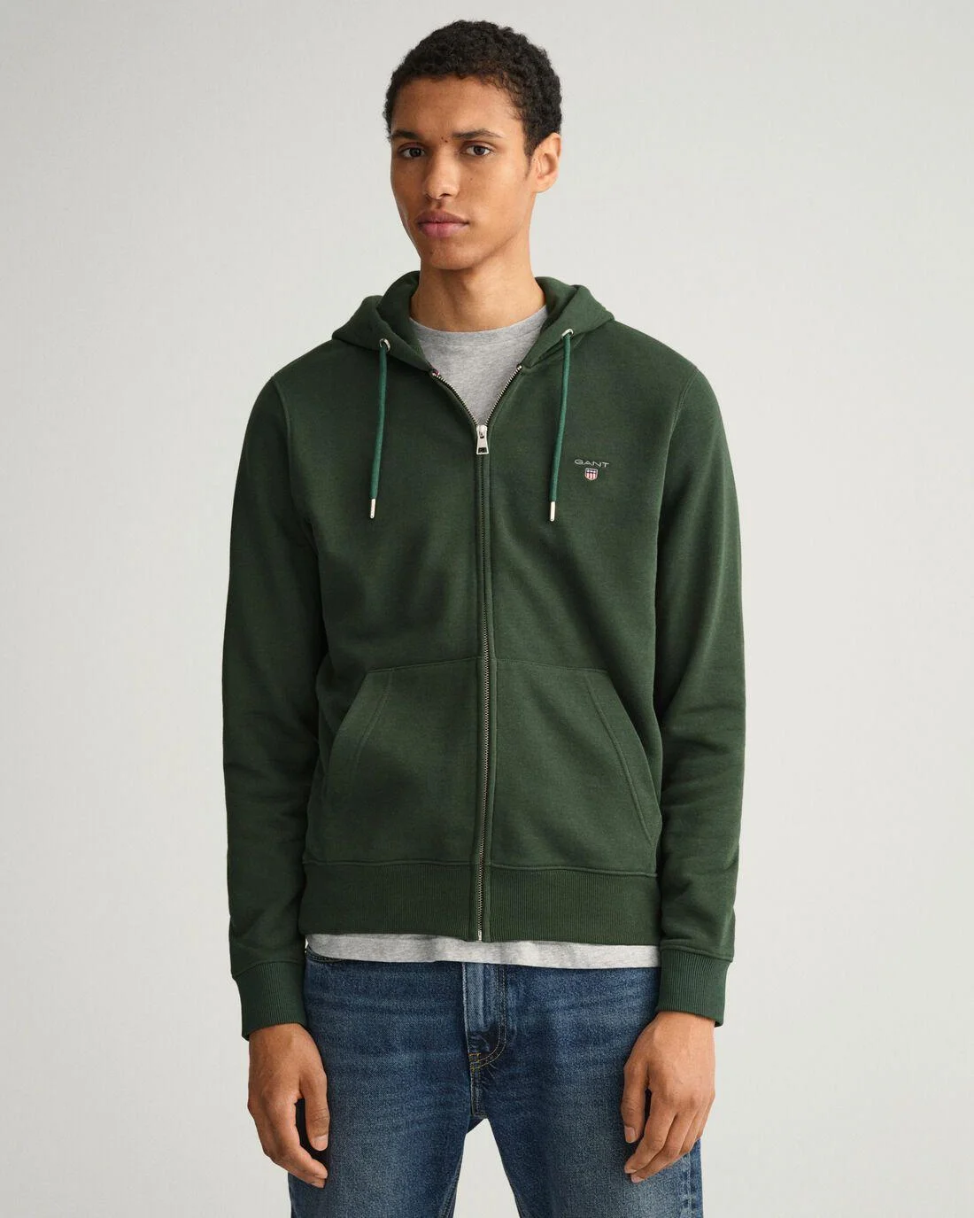 Hoodies And Sweats | Mens GANT Original Full-Zip Hoodie Storm Green