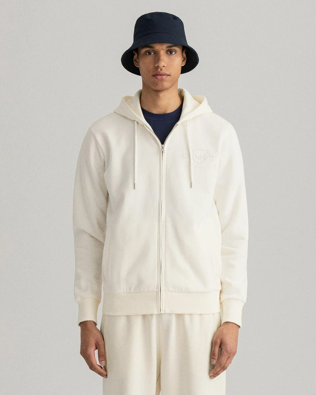 Hoodies And Sweats | Mens GANT Tonal Archive Shield Zip Hoodie Eggshell