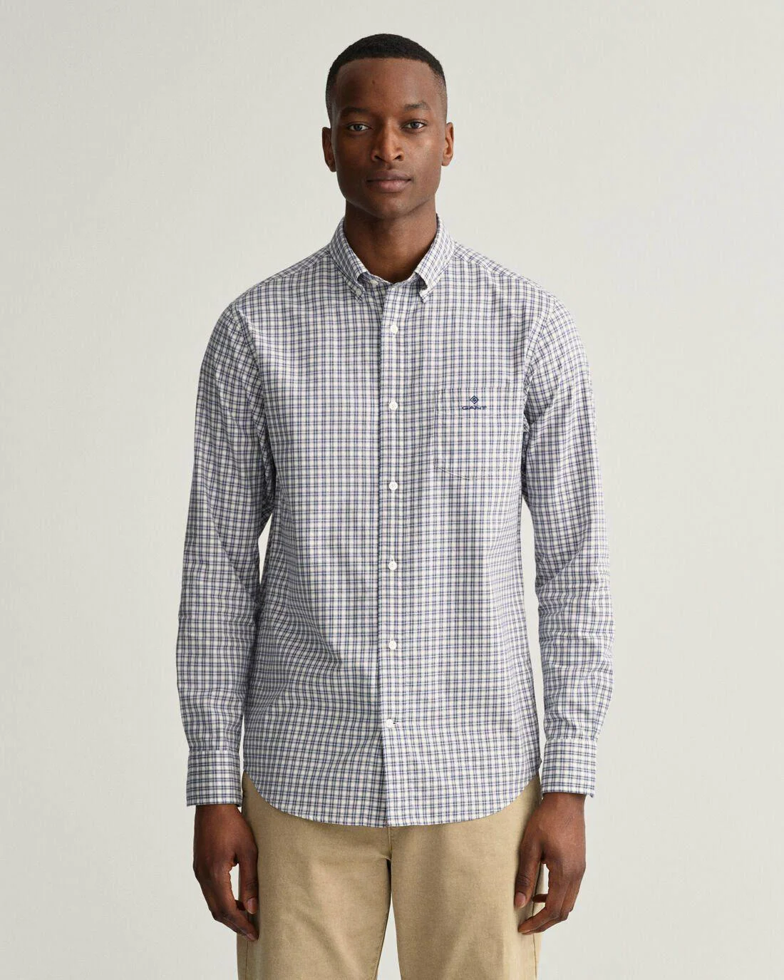 Shirts | Mens GANT Regular Fit Small Tartan Twill Shirt Eggshell