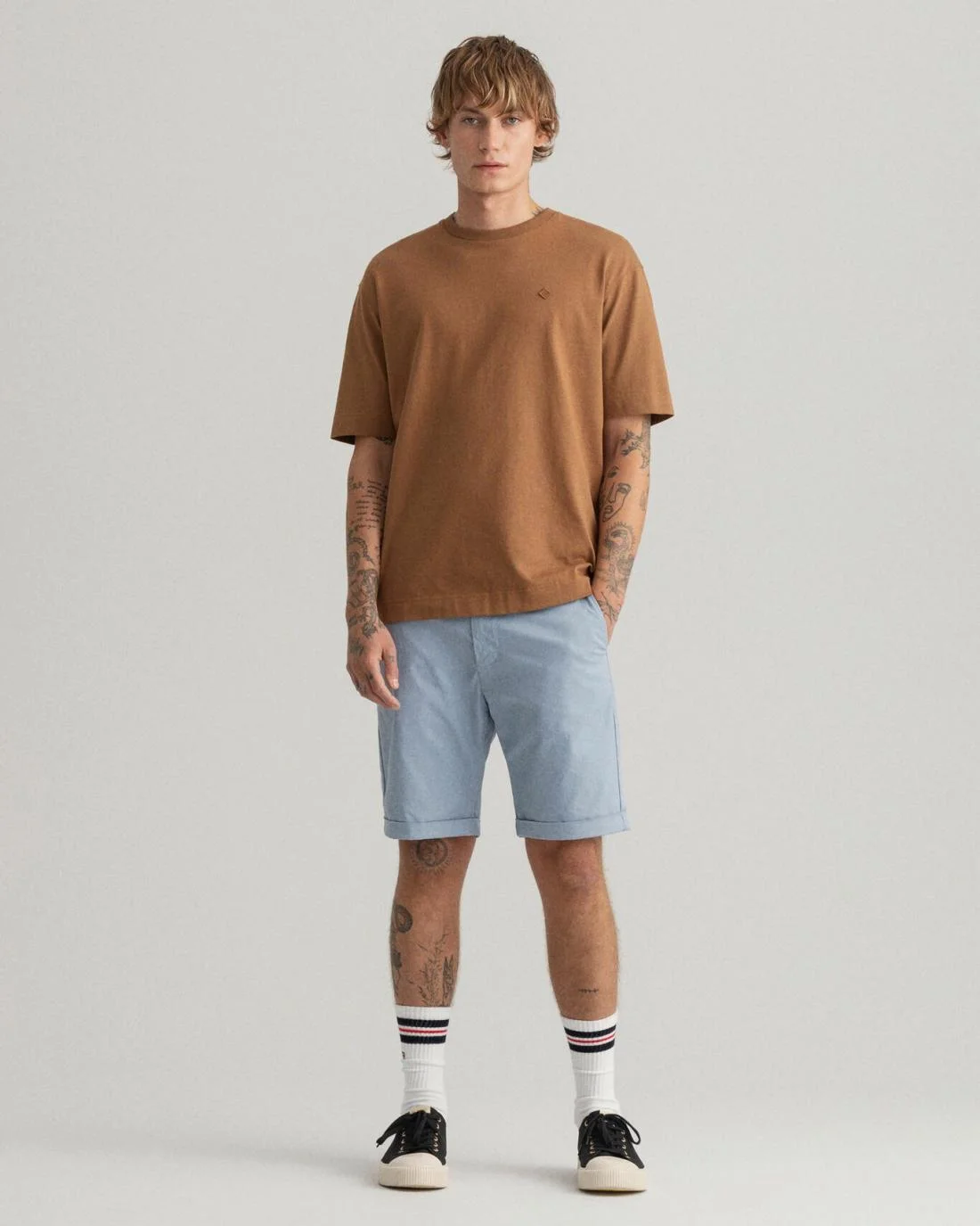 Shorts | Mens GANT Allister Regular Fit Sunfaded Shorts Silver Lake Blue