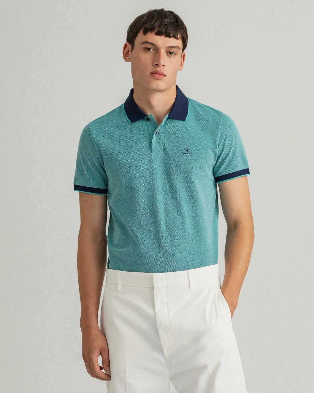 Polo Shirts | Mens GANT 4-Color Oxford Piqué Polo Shirt Deep Turquoise