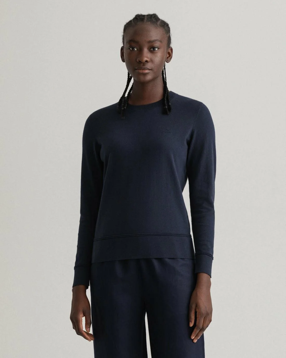 Knitwear | Womens GANT Light Cotton Crew Neck Sweater Evening Blue