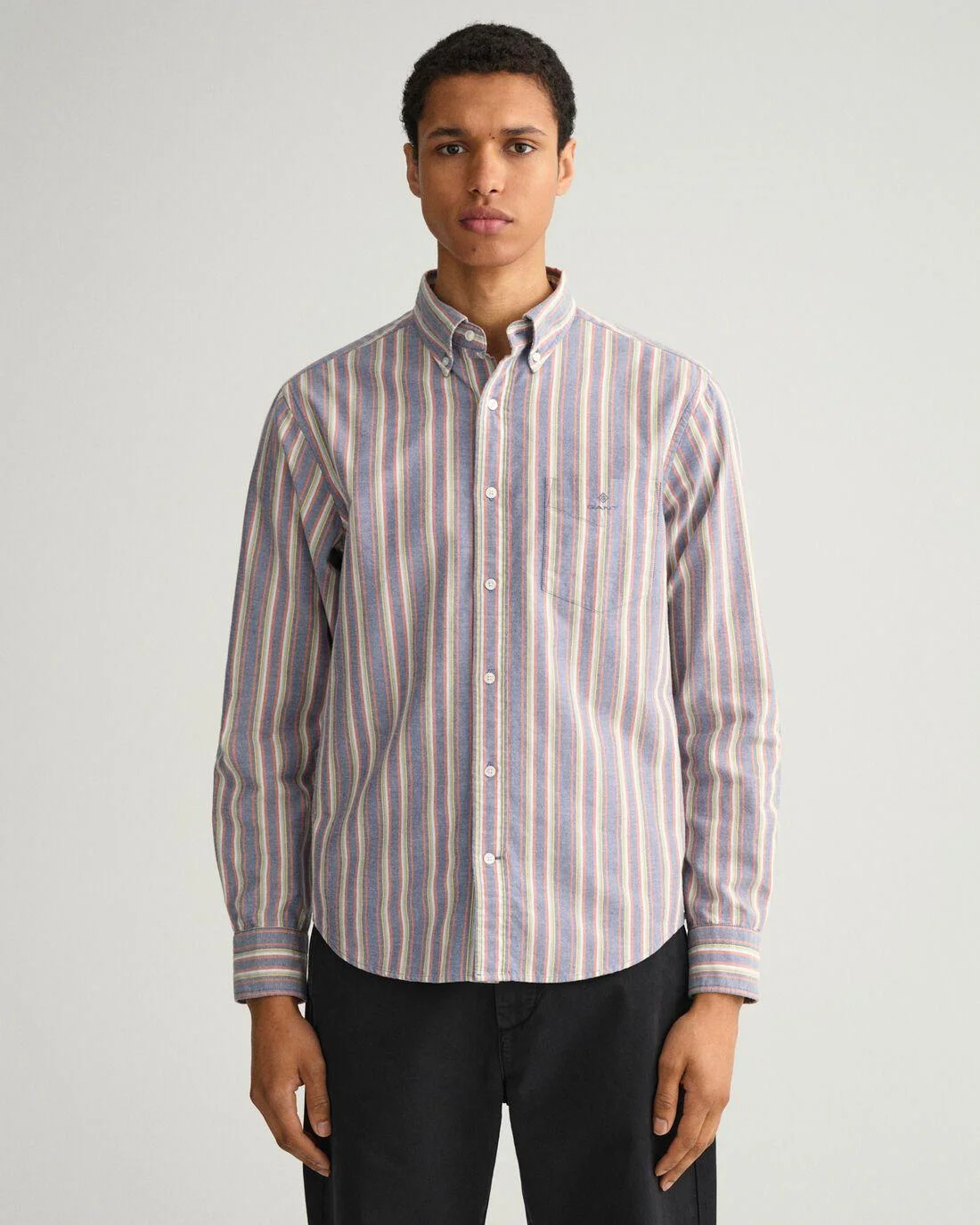 Shirts | Mens GANT Regular Fit Multistripe Oxford Shirt College Blue