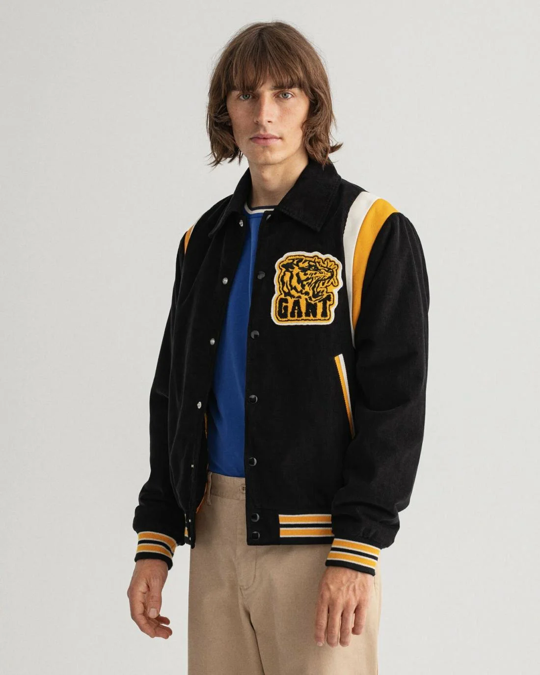 Jackets And Coats | Mens GANT Cord Gant Varsity Jacket Black