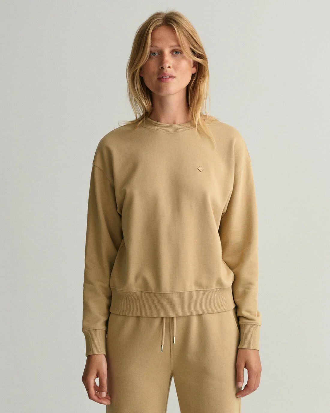 Hoodies And Sweats | Womens GANT Icon G Essential Crew Neck Sweatshirt Dark Khaki