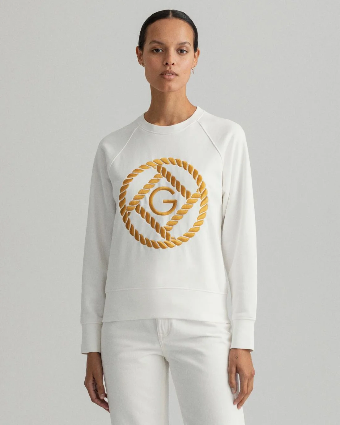 Hoodies And Sweats | Womens GANT Rope Icon Crew Neck Sweatshirt Eggshell