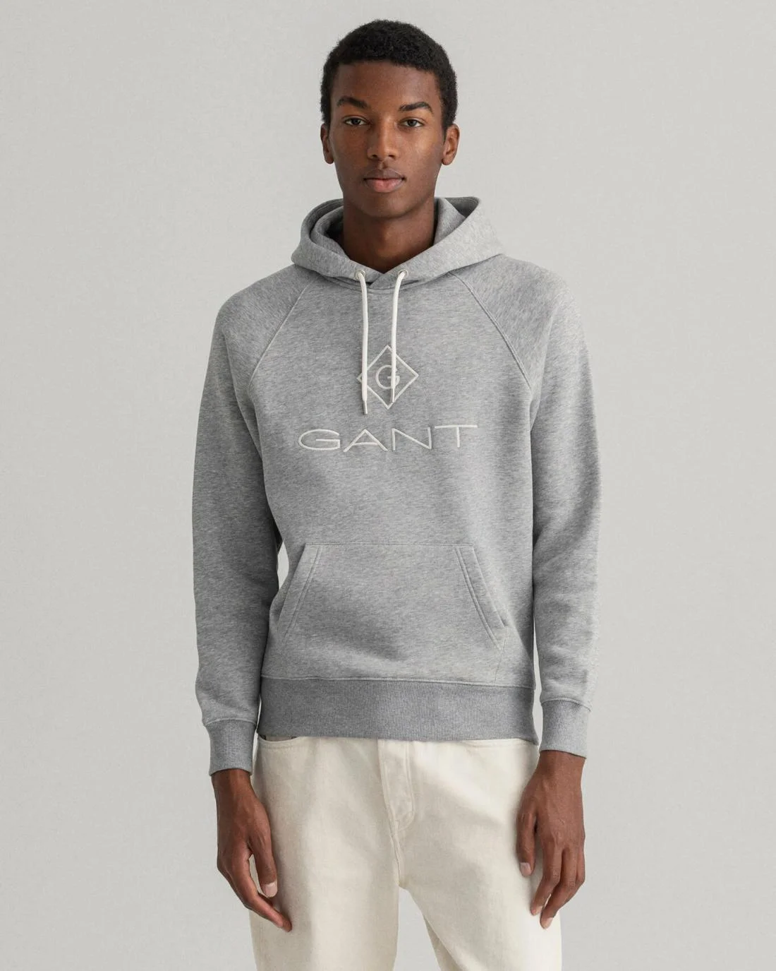 Hoodies And Sweats | Mens GANT Logo Hoodie Grey Melange