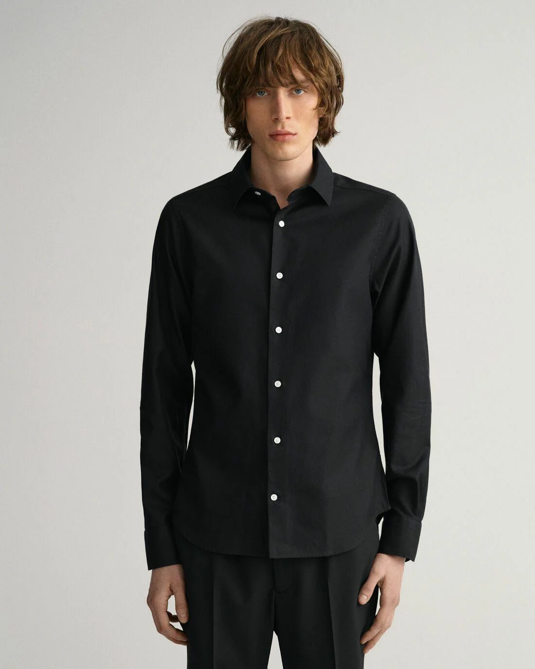 Shirts | Mens GANT Slim Fit Solid Twill Shirt Black