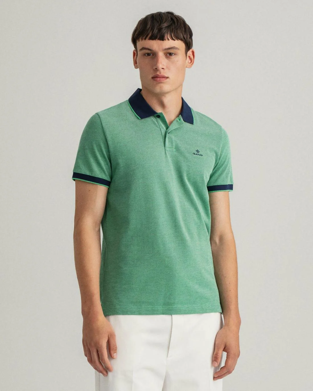 Polo Shirts | Mens GANT 4-Color Oxford Piqué Polo Shirt Grass Green