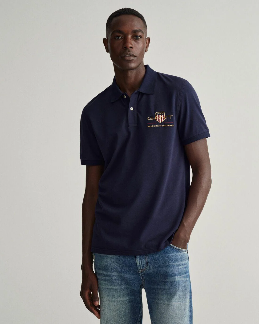 Polo Shirts | Mens GANT Archive Shield Piqué Polo Shirt Evening Blue