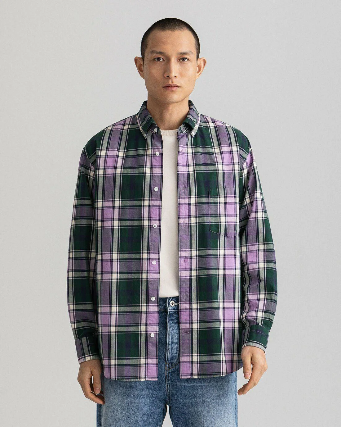 Shirts | Mens GANT Oversized Twill Check Shirt Orchid Lilac