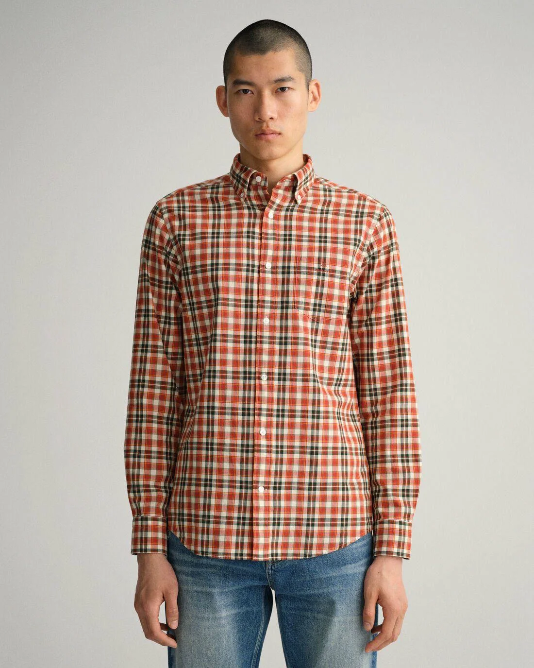 Shirts | Mens GANT Regular Fit Broadcloth Tartan Shirt Red Spice