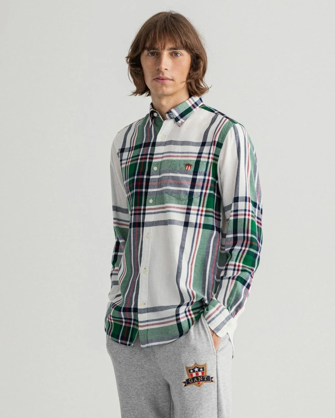 Shirts | Mens GANT Regular Fit Banner Shield Flannel Shirt Eggshell