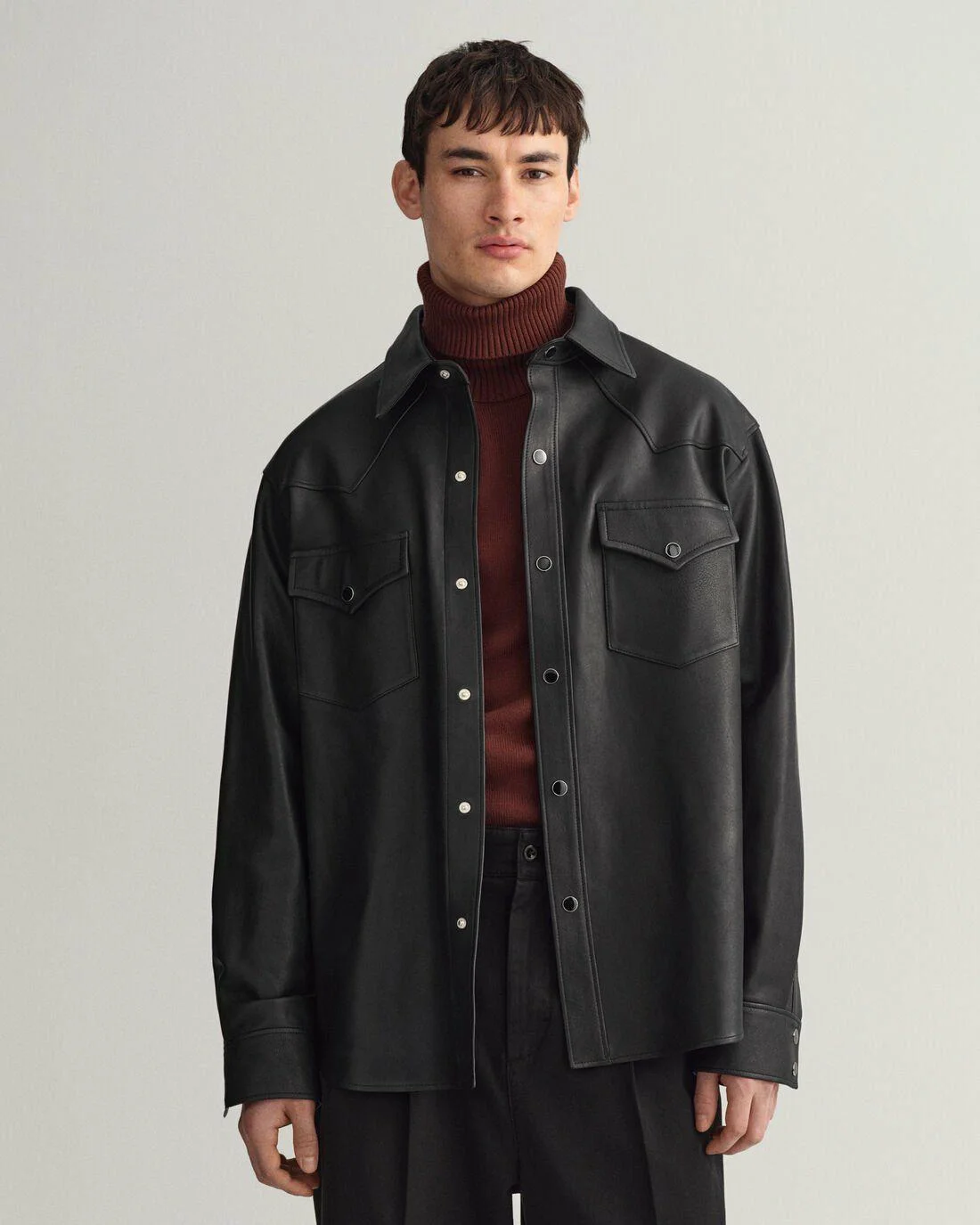 Shirts | Mens GANT Relaxed Fit Rodeo Leather Shirt Black