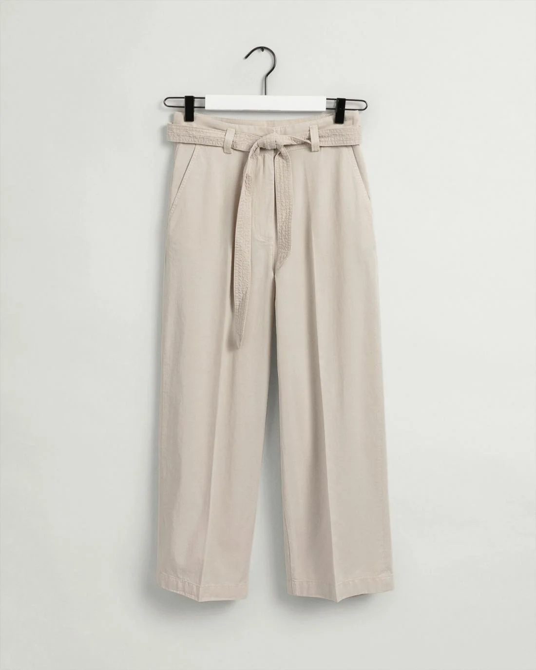 Trousers | Womens GANT Tie Belt Fluid Cropped Pants Desert Beige