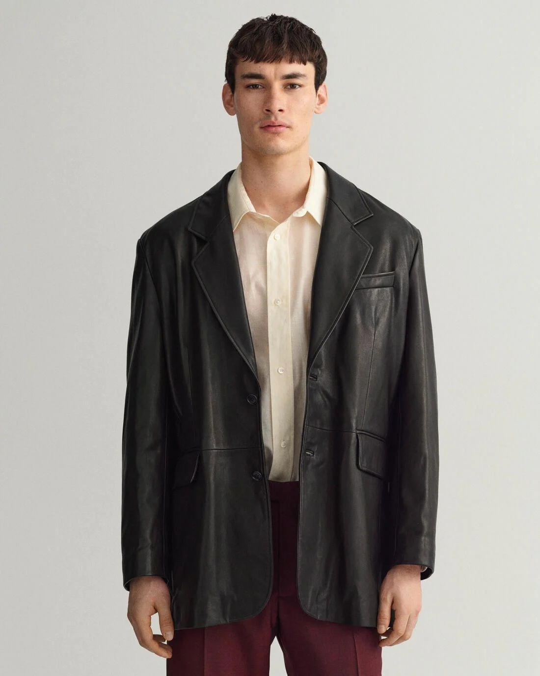 Blazers | Mens GANT Oversized Leather Blazer Black