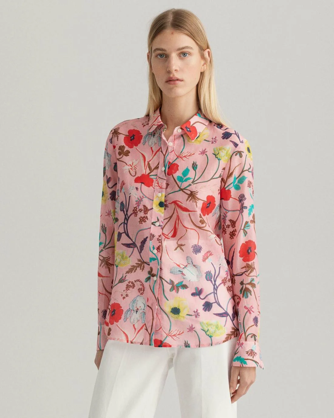 Shirts And Blouses | Womens GANT Wild Floral Print Cotton Silk Shirt Preppy Pink