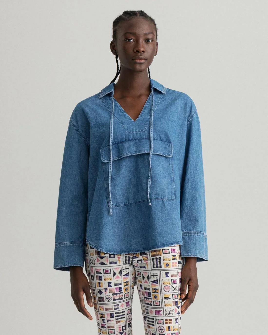 Shirts And Blouses | Womens GANT Denim Popover Shirt Indigo