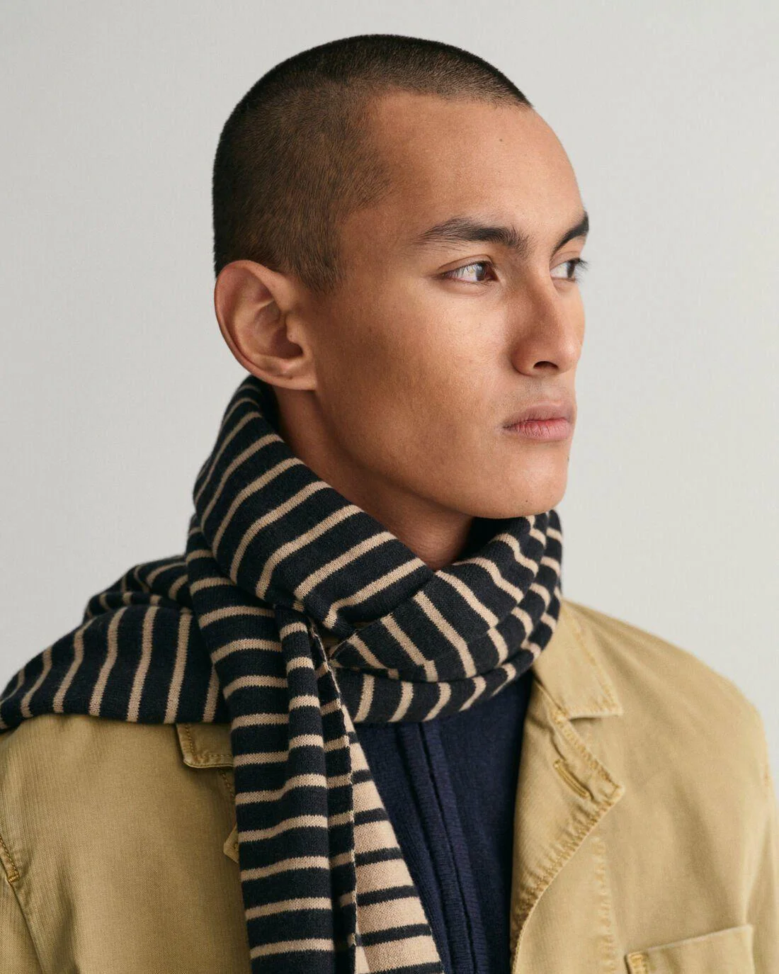 Gloves &amp; Scarves | Mens GANT Striped Scarf Concrete Beige