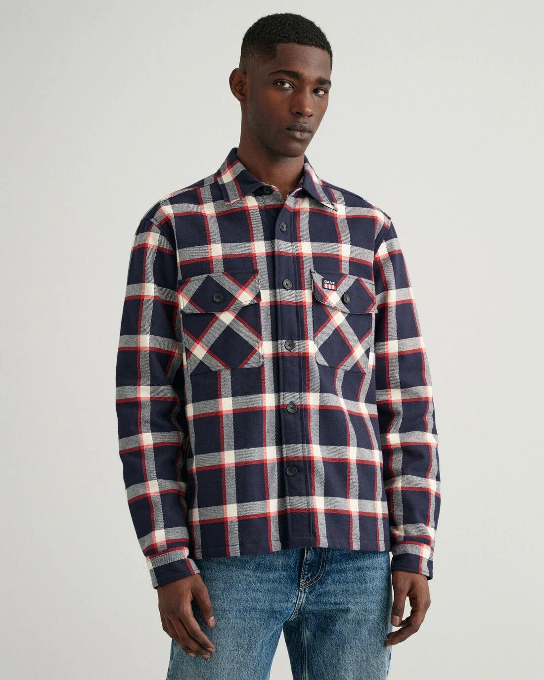 Shirts | Mens GANT Flannel Check Overshirt Evening Blue