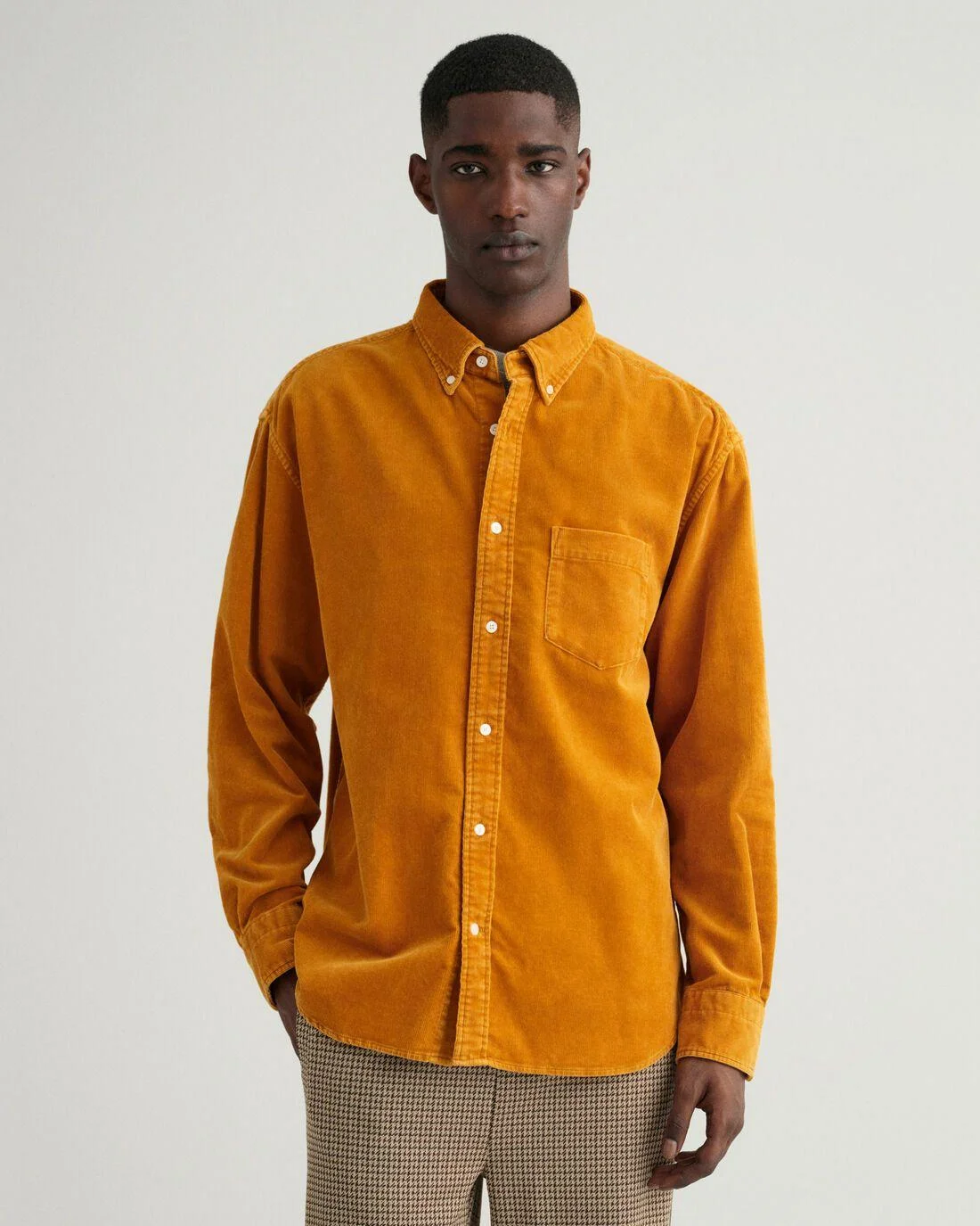 Shirts | Mens GANT Relaxed Fit Heavy Washed Corduroy Shirt Dark Mustard Orange