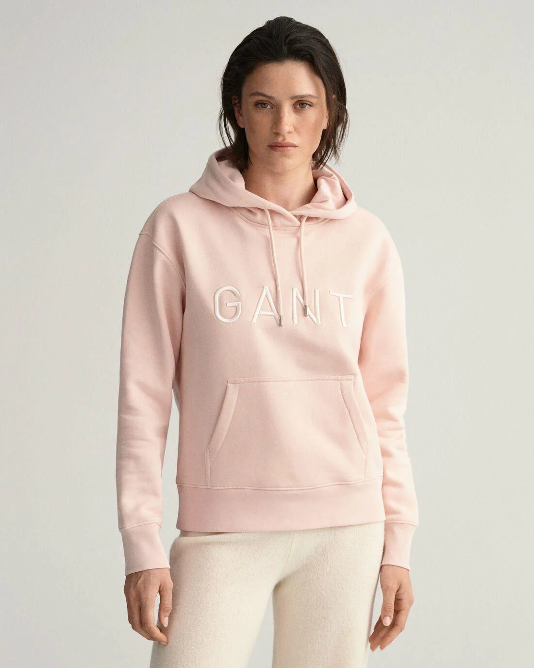 Hoodies And Sweats | Womens GANT Tonal Hoodie Silver Peony