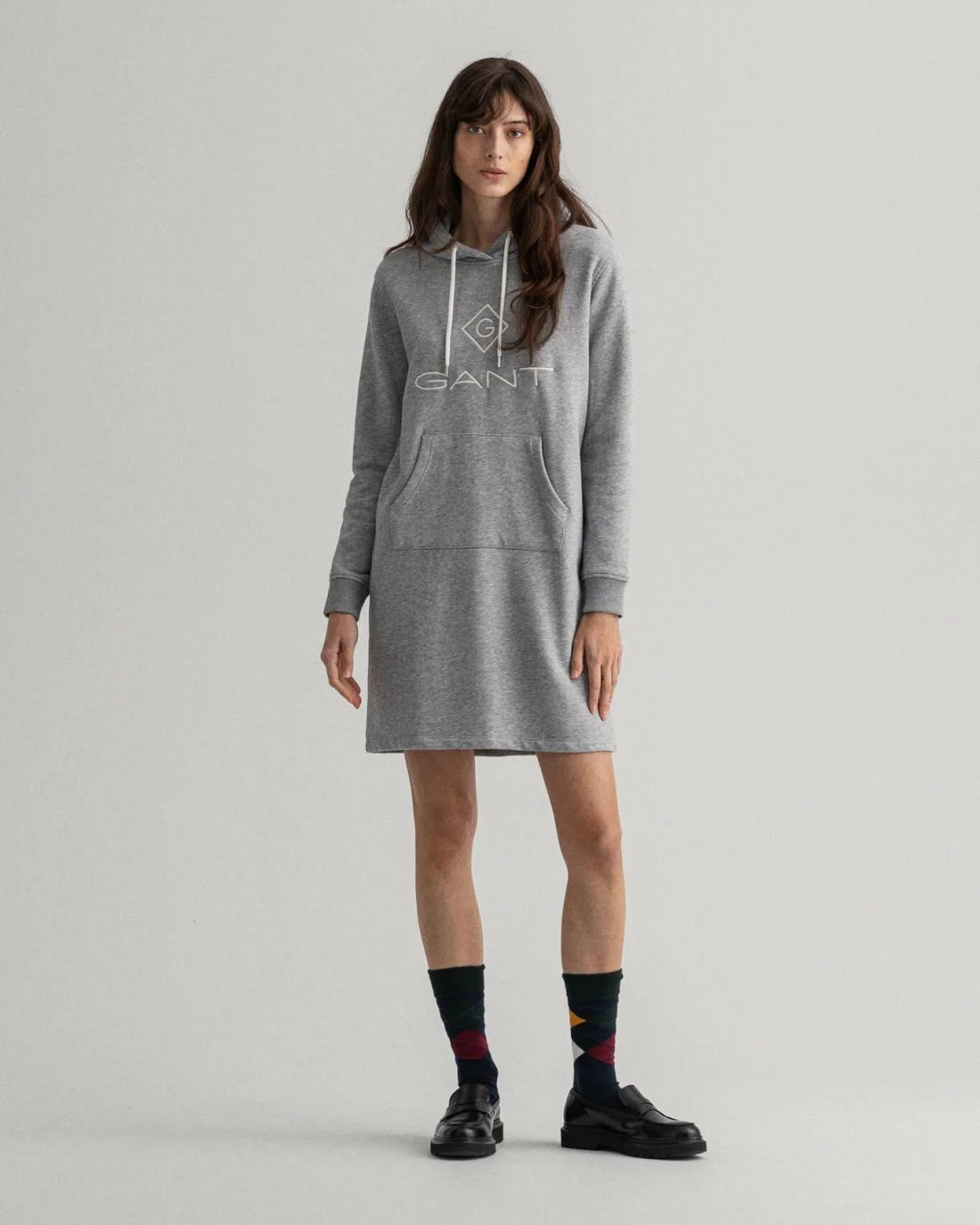 Dresses | Womens GANT Logo Hoodie Dress Grey Melange