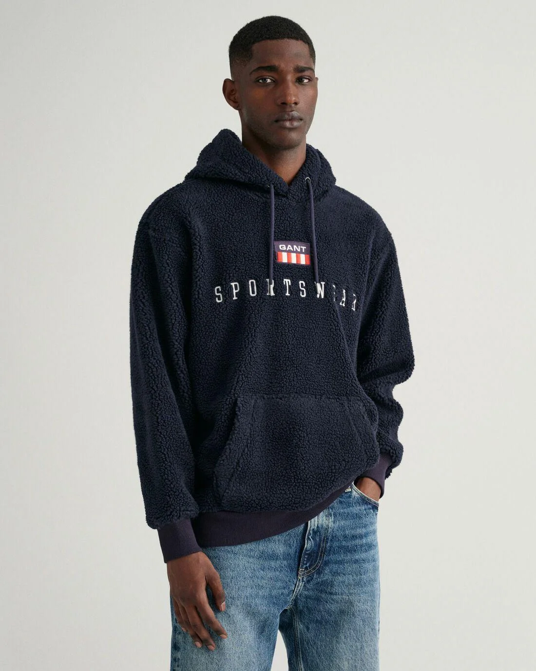 Hoodies And Sweats | Mens GANT Retro Flag Fleece Hoodie Evening Blue