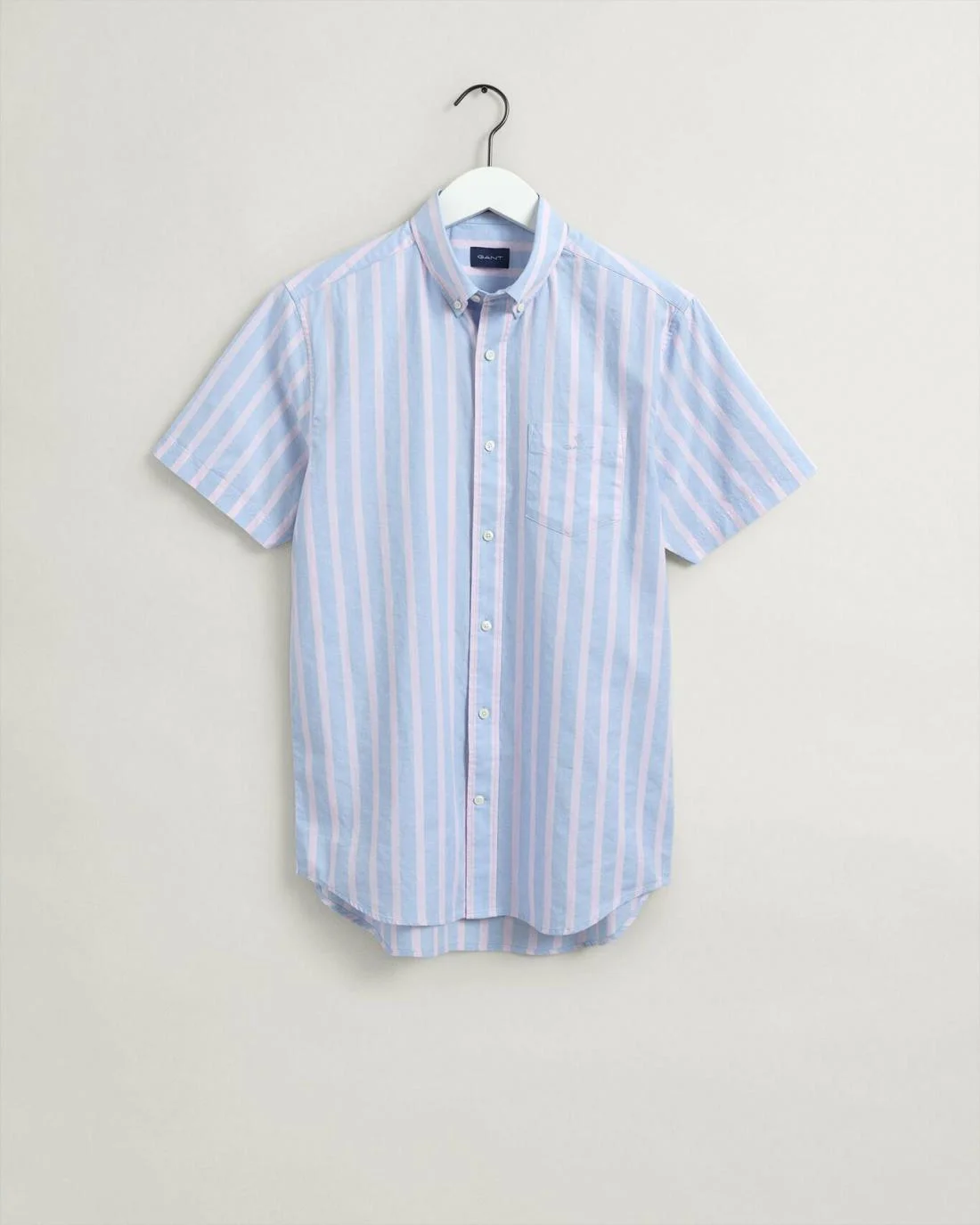 Shirts | Mens GANT Regular Fit Stripe Pastel Short Sleeve Oxford Shirt Capri Blue