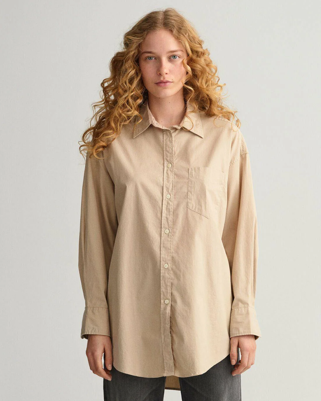 Shirts And Blouses | Womens GANT Oversized Oxford Shirt Dark Khaki