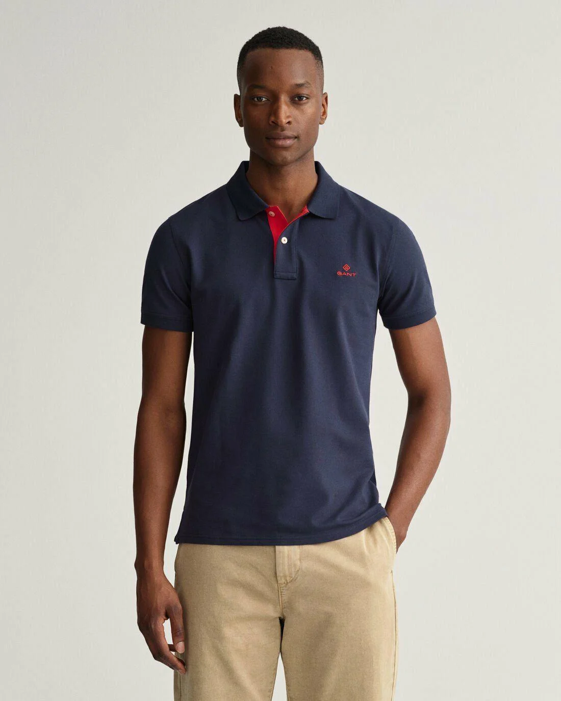 Polo Shirts | Mens GANT Contrast Collar Piqué Rugger Evening Blue